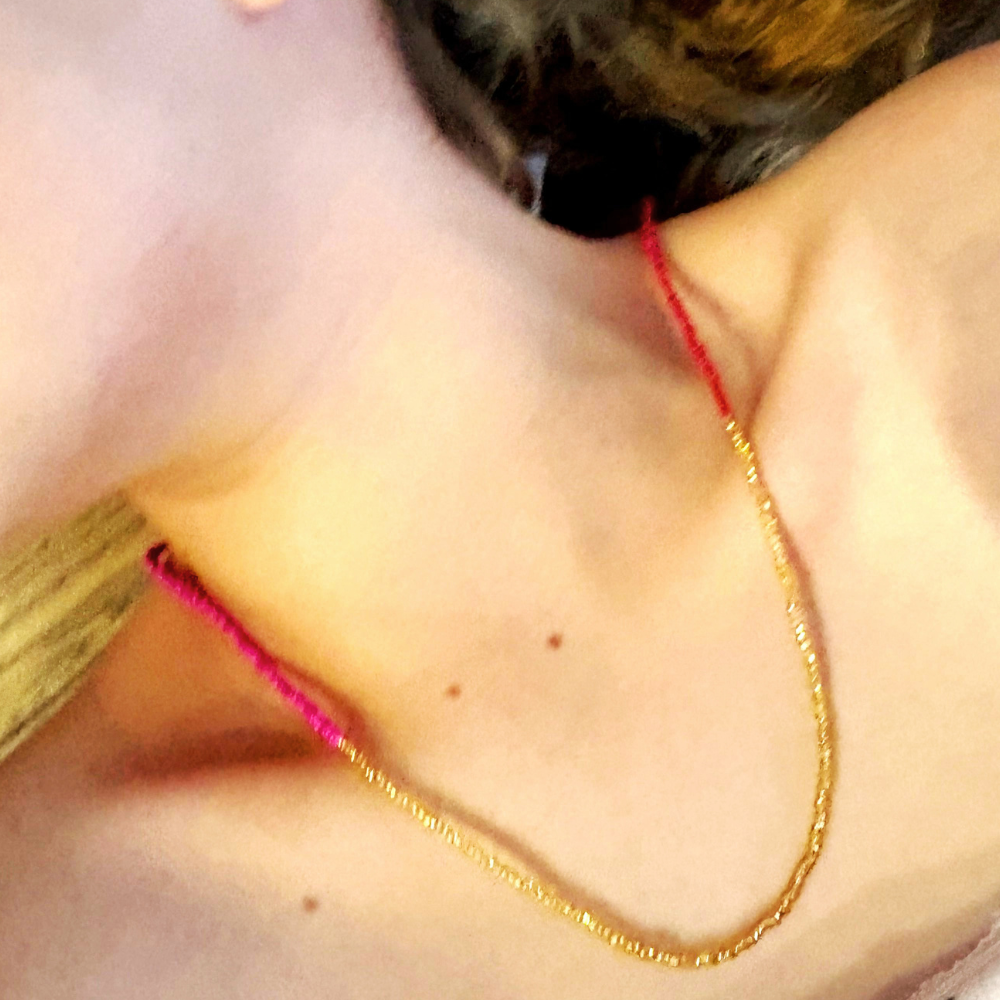 Collar Rojo,Rosa & Dorado Minimal Chic