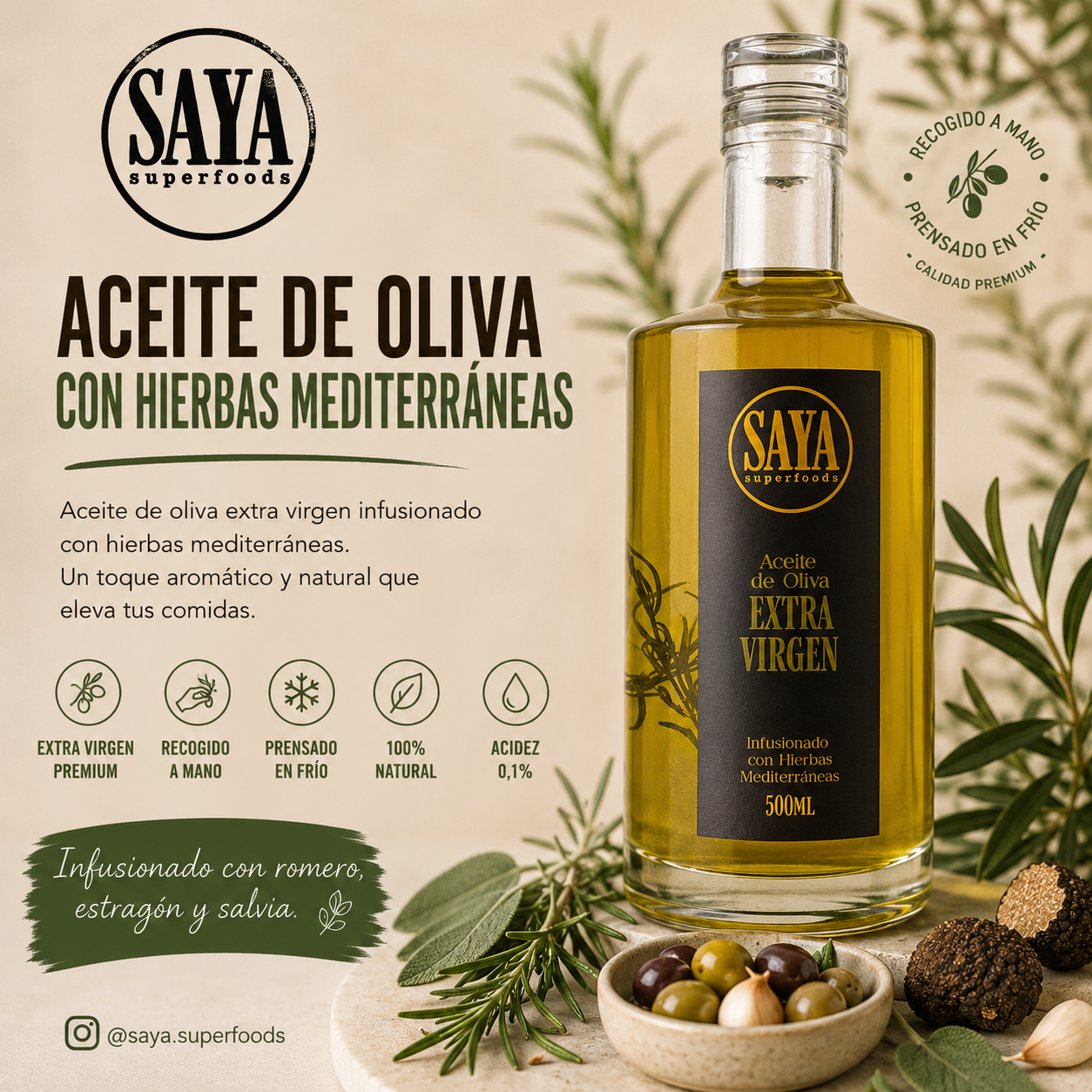 Aceite de Oliva Extra Virgen con Hierbas Mediterráneas