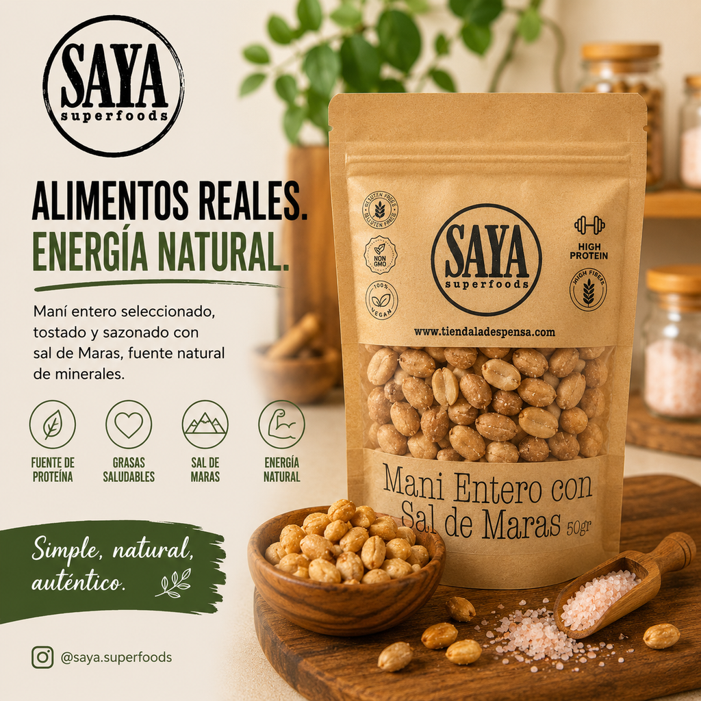 MANÍ ENTERO CON SAL DE MARAS