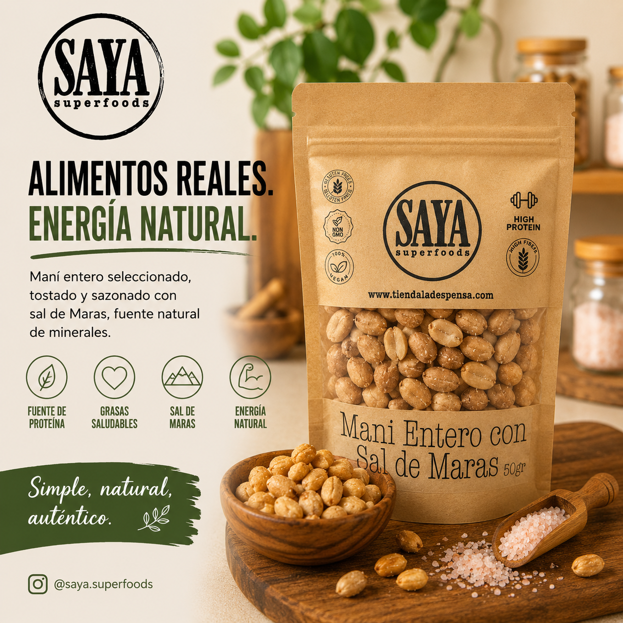 MANÍ ENTERO CON SAL DE MARAS