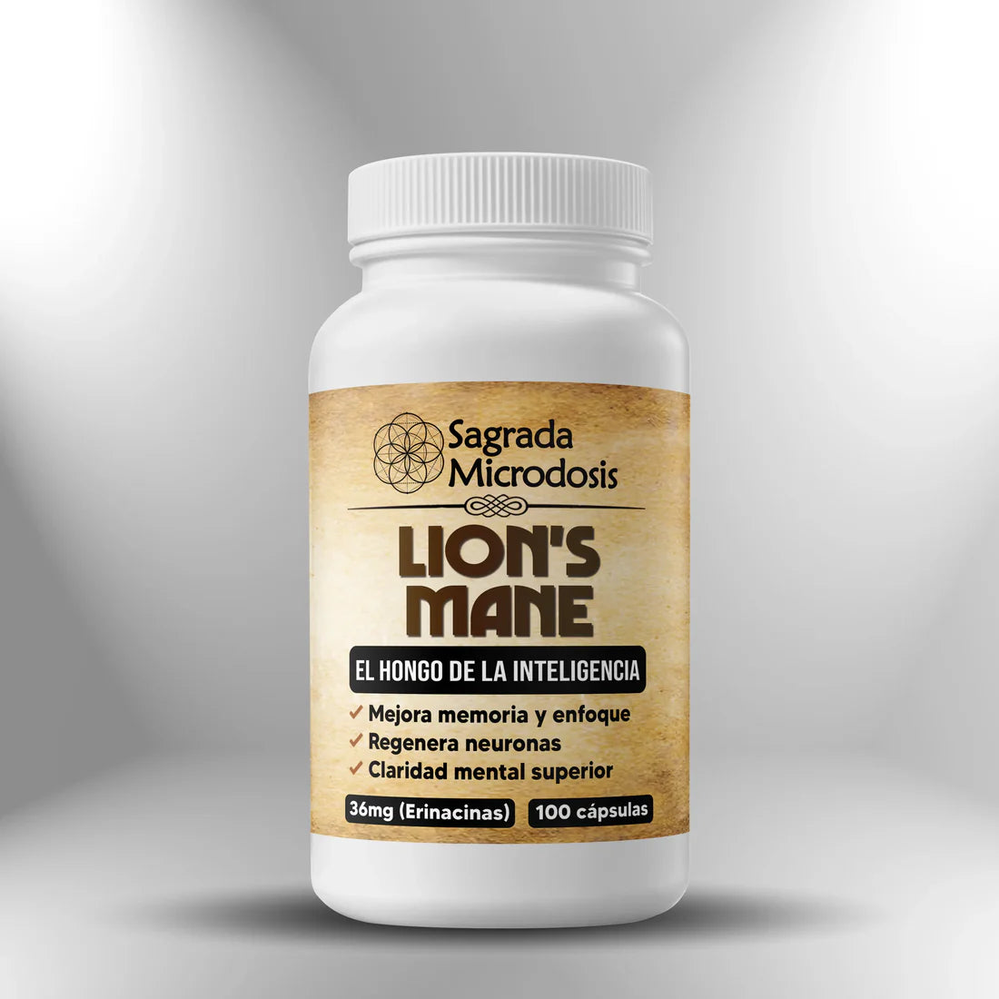 Lion's Mane (Extracto de Micelio de Melena de León) 600mg 100 cápsulas Sagrada Microdosis