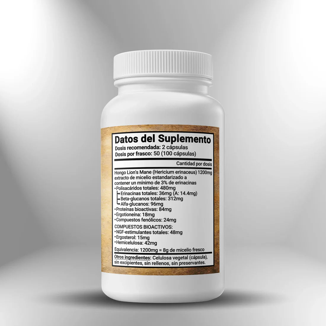 Lion's Mane (Extracto de Micelio de Melena de León) 600mg 100 cápsulas Sagrada Microdosis