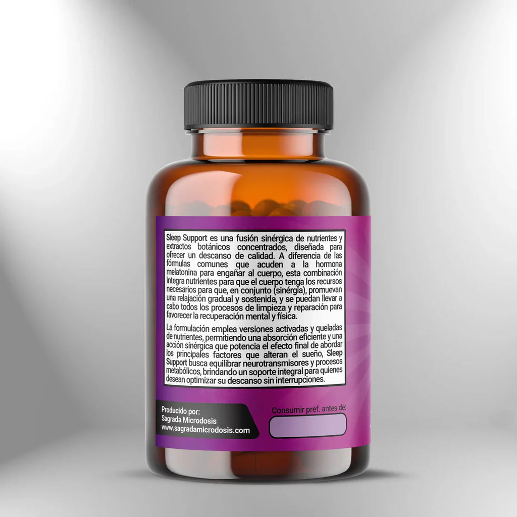 Sleep Support Apoyo Natural para Dormir sin Melatonina 90 cápsulas Sagrada Microdosis