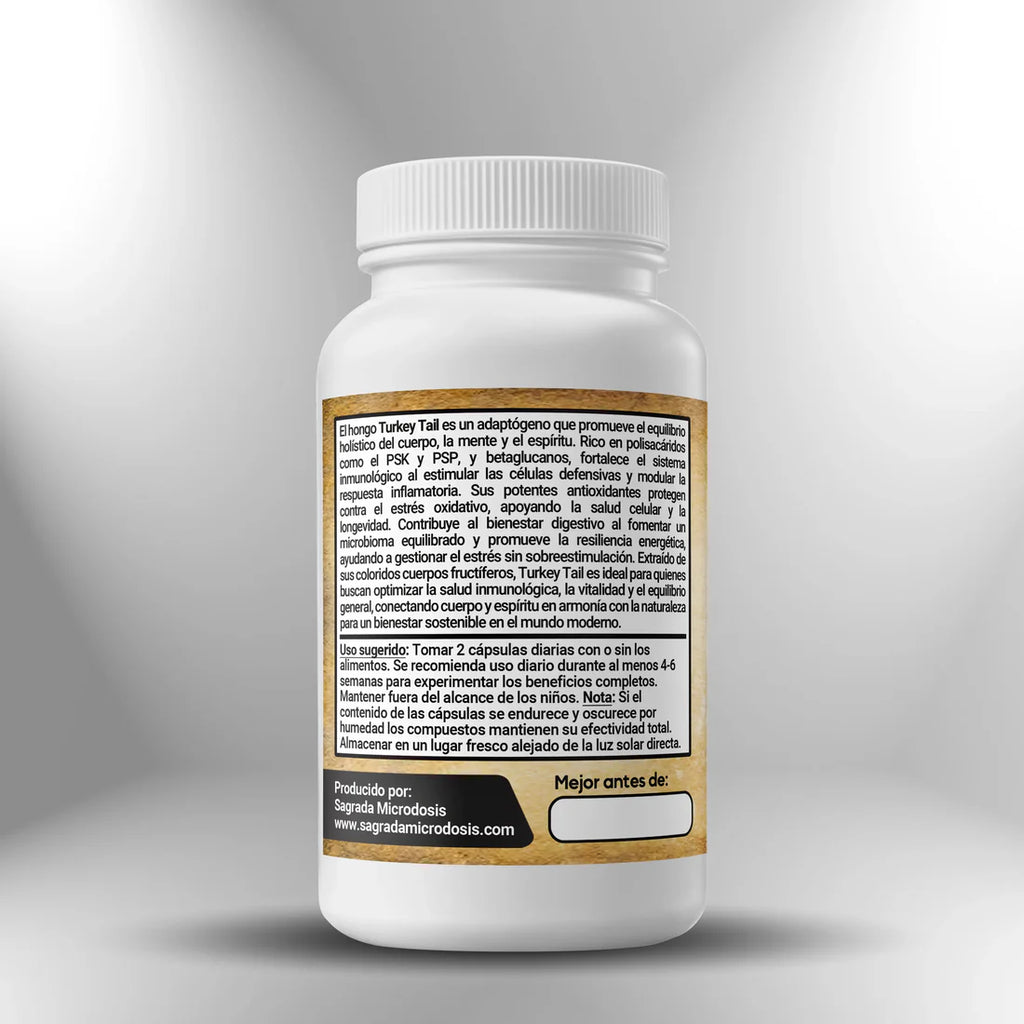Turkey Tail (50% Extracto de Polisacaridos) 600mg 100 cápsulas Sagrada Microdosis