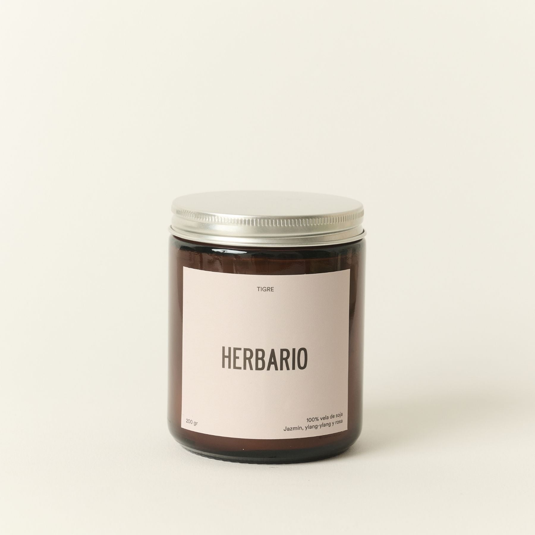 Vela Tigre 200g - jazmín, ylang-ylang y rosa Herbario