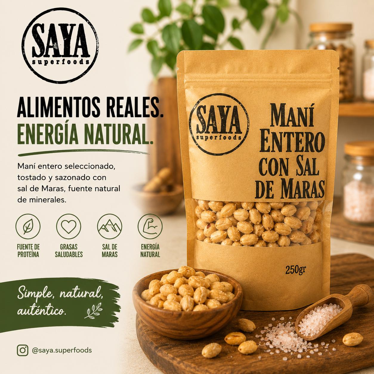 MANÍ ENTERO CON SAL DE MARAS