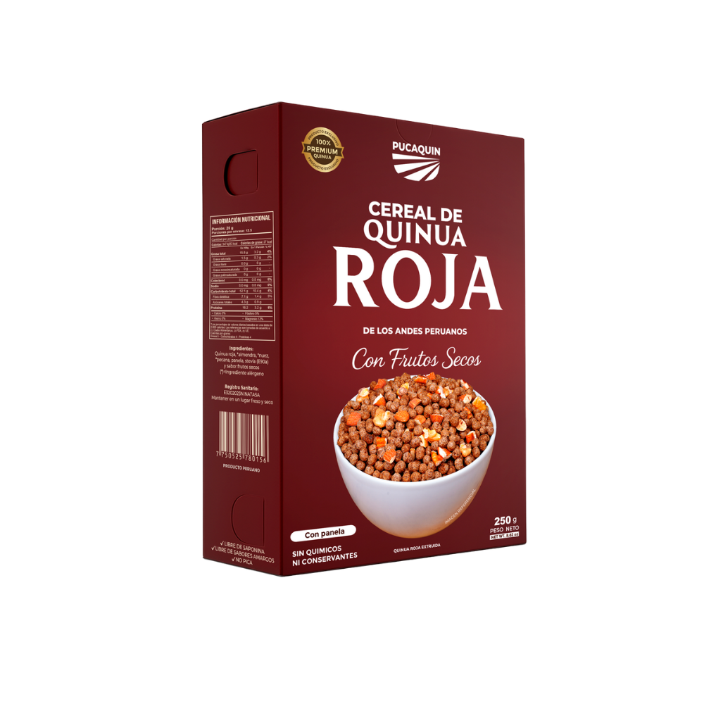 Cereal de Quinua Roja con Frutos Secos (Nuez, Almendra y Pecana) 250g